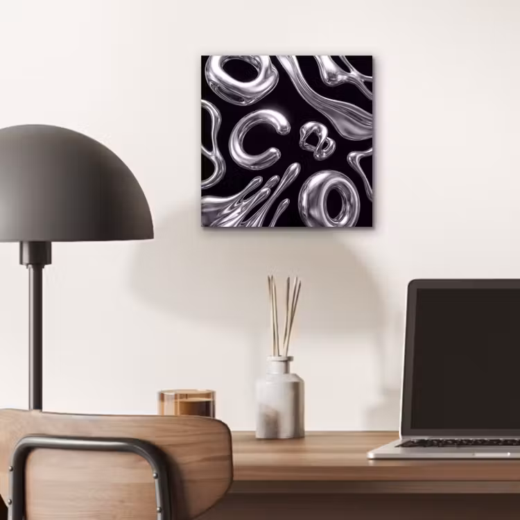 Aluminium schilderij - Abstract - Vormen - Zilver — 6