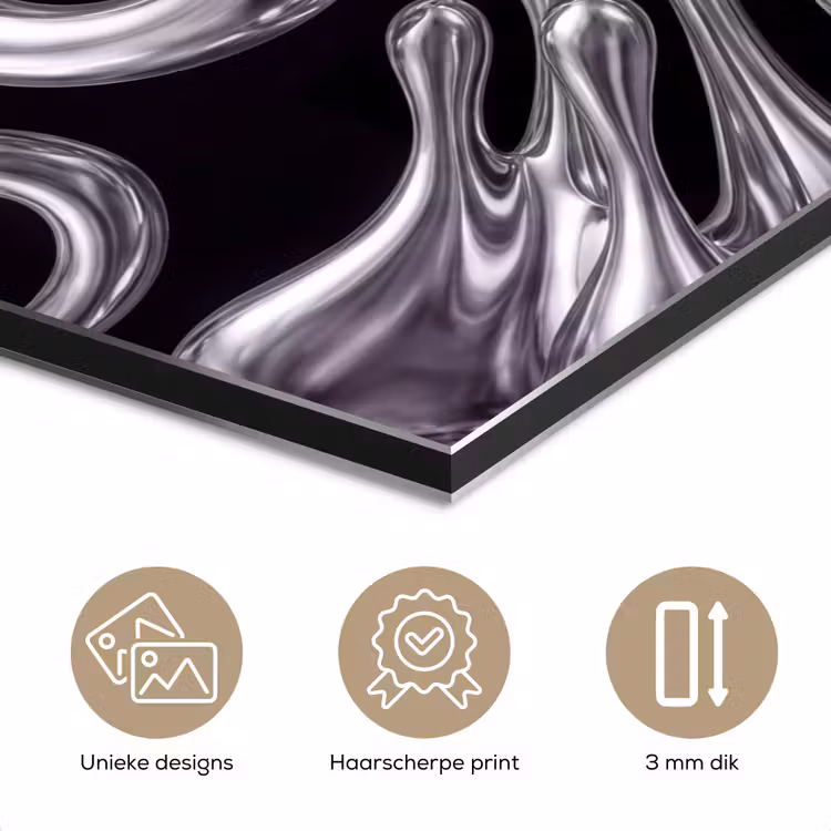 Aluminium schilderij - Abstract - Vormen - Zilver — 7