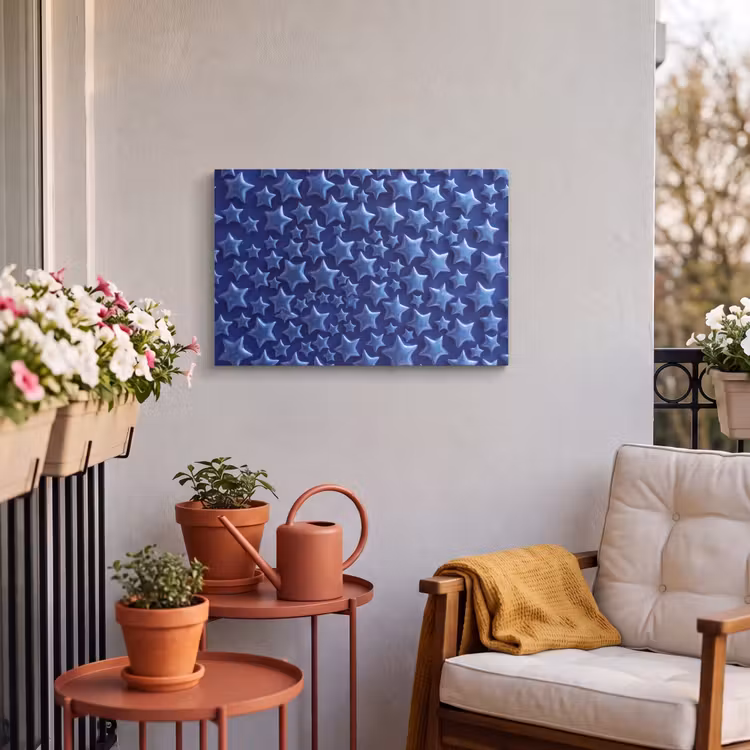 Buiten canvas - Blauwe sterren patroon — 3