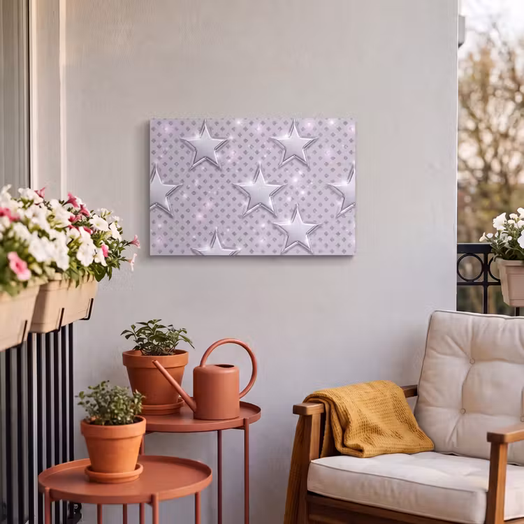 Buiten canvas - Sterren - Zilver - Abstract — 3