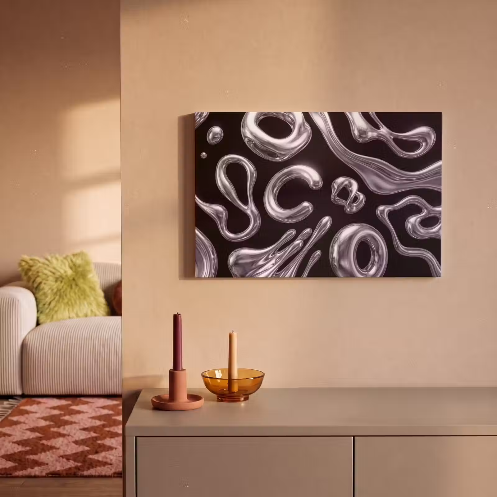 Canvas schilderij - Abstract - Vormen - Zilver — 1