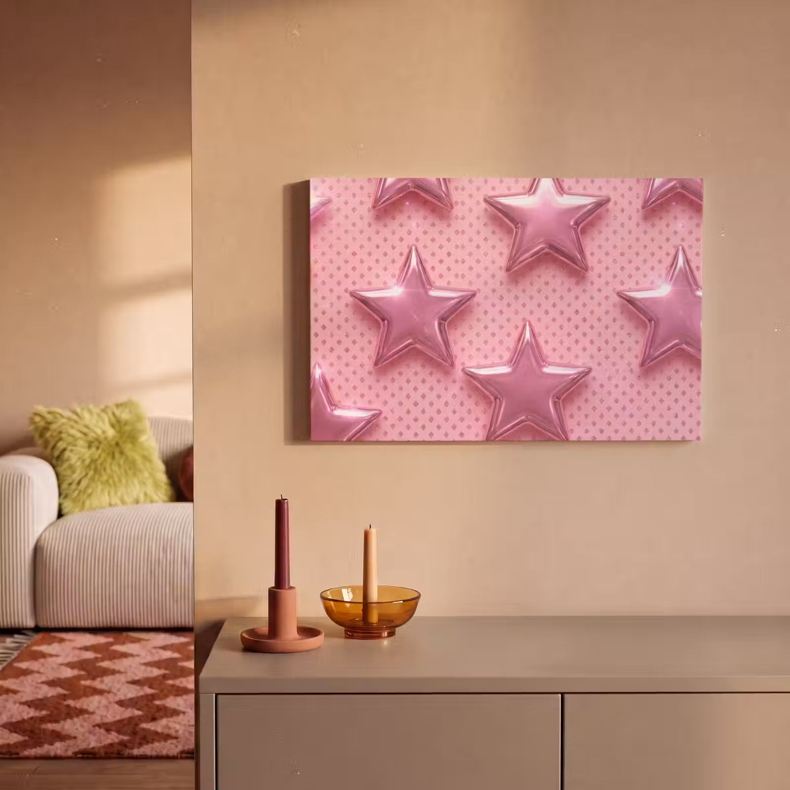 Canvas schilderij - Sterren - Roze - Abstract — 1