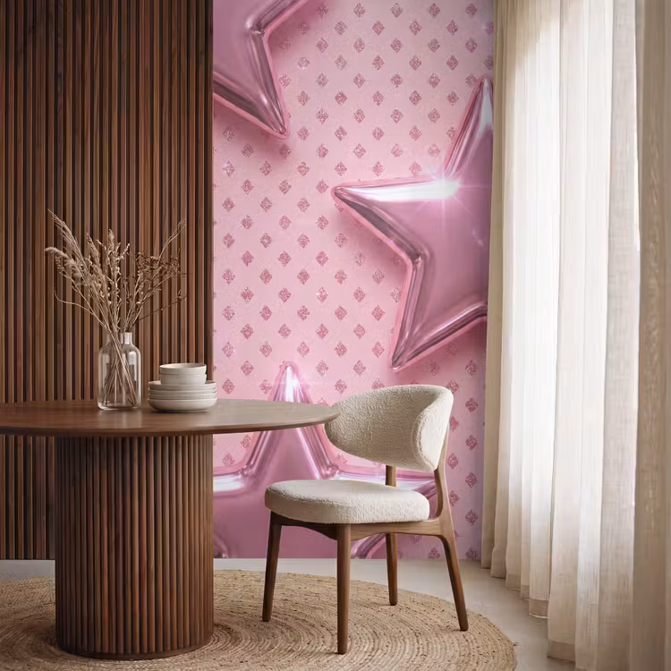 Behang - Sterren - Roze - Abstract — 4