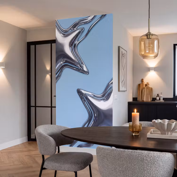 Behang - Sterren - Vloeibaar - Zilver — 5