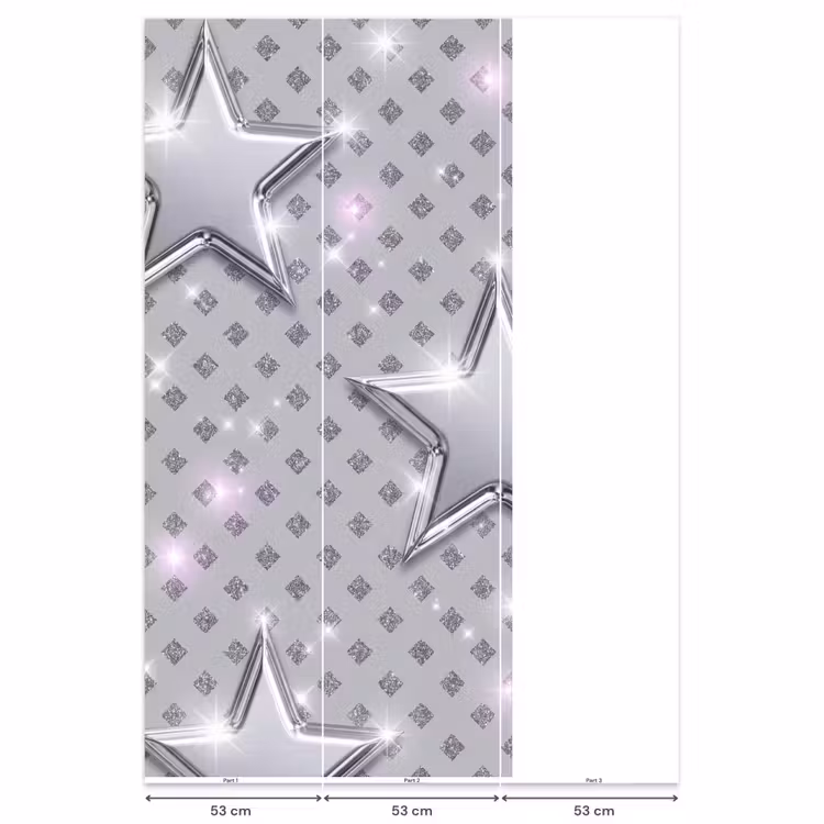 Behang - Sterren - Zilver - Abstract — 6