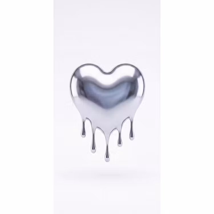 Behang - Zilveren hart - Abstract — 2