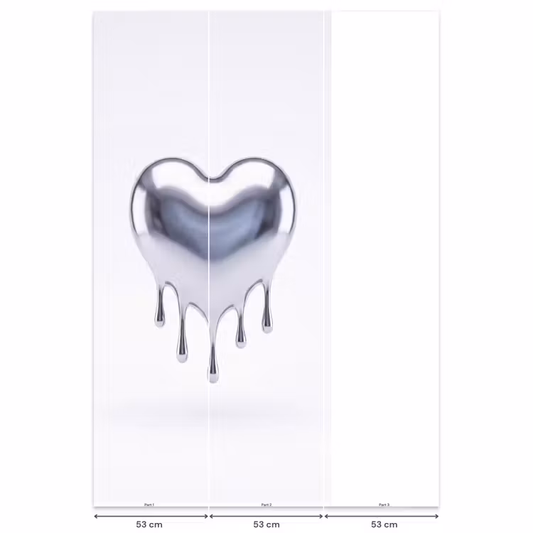 Behang - Zilveren hart - Abstract — 6