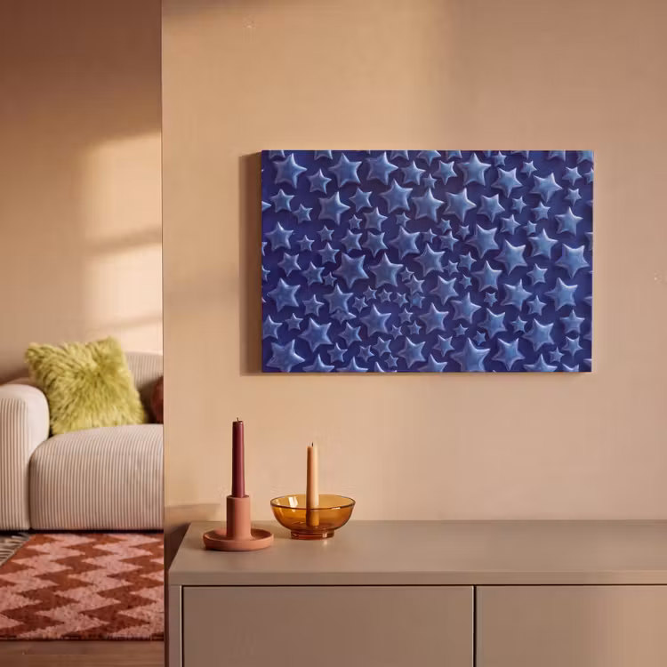 Canvas schilderij - Blauwe sterren patroon — 1