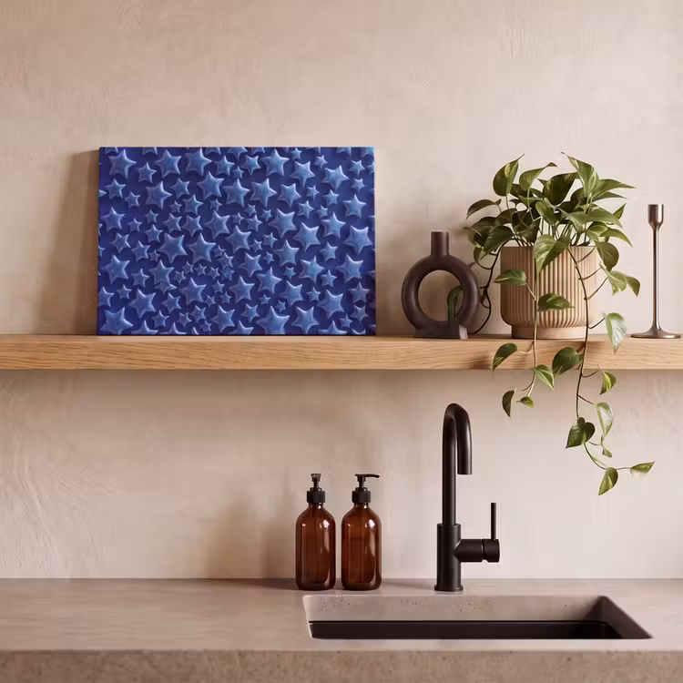 Canvas schilderij - Blauwe sterren patroon — 2