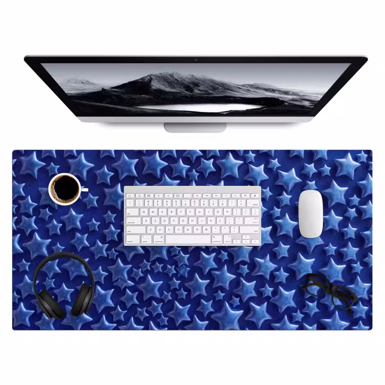 Bureau onderlegger - Blauwe sterren patroon — 4