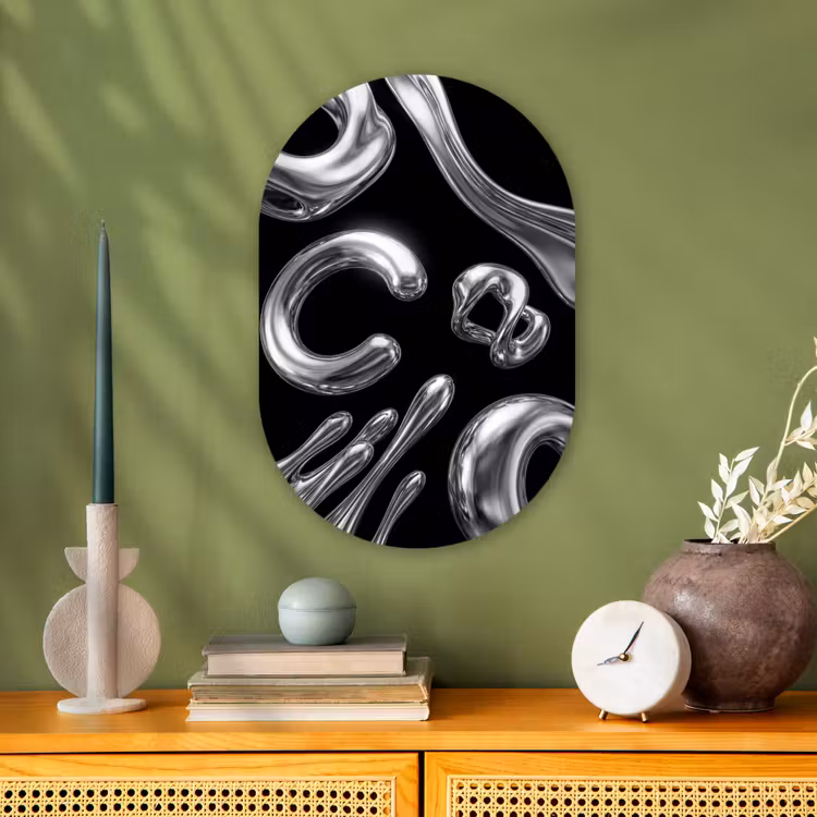 Muurovaal - Abstract - Vormen - Zilver — 2