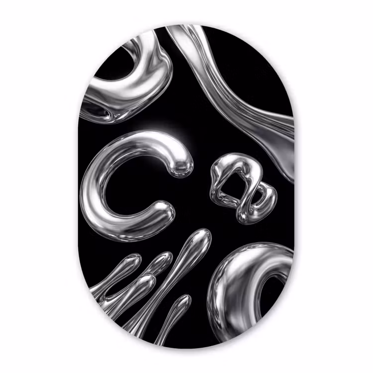 Muurovaal - Abstract - Vormen - Zilver — 3