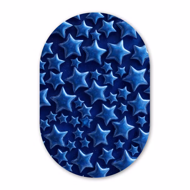Muurovaal glas - Blauwe sterren patroon — 1