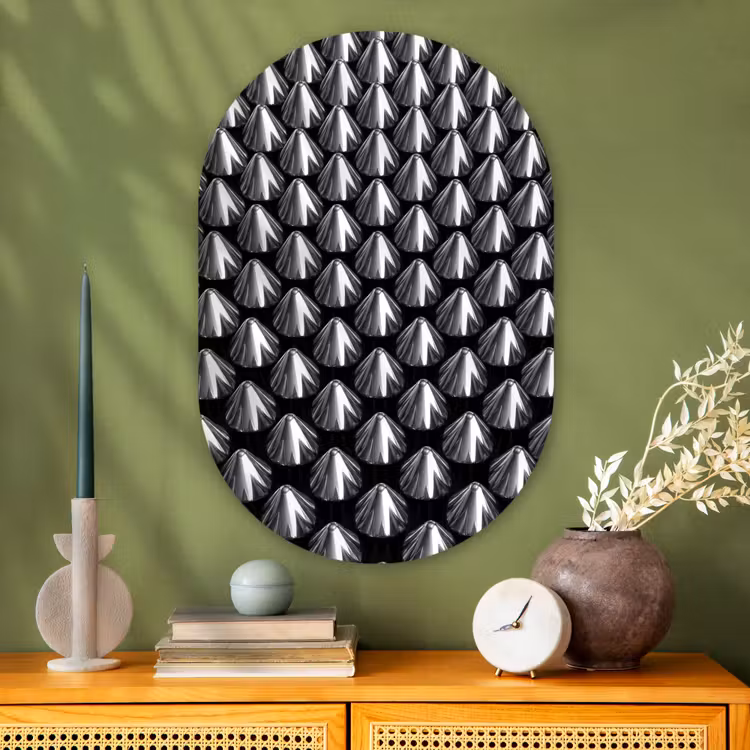 Muurovaal glas - Metalen kegels - Patroon — 2