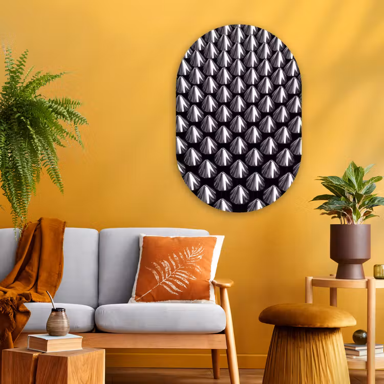 Muurovaal glas - Metalen kegels - Patroon — 3