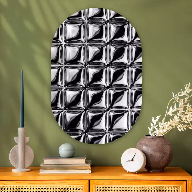 Muurovaal glas - Patroon - Abstract - Zwart-wit — 2