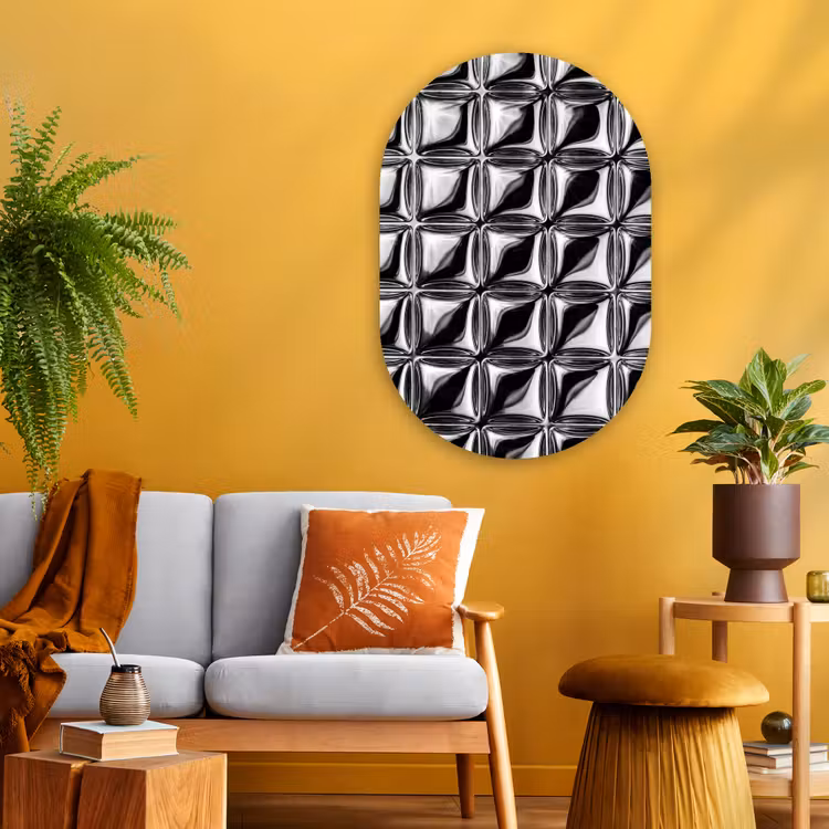 Muurovaal glas - Patroon - Abstract - Zwart-wit — 3