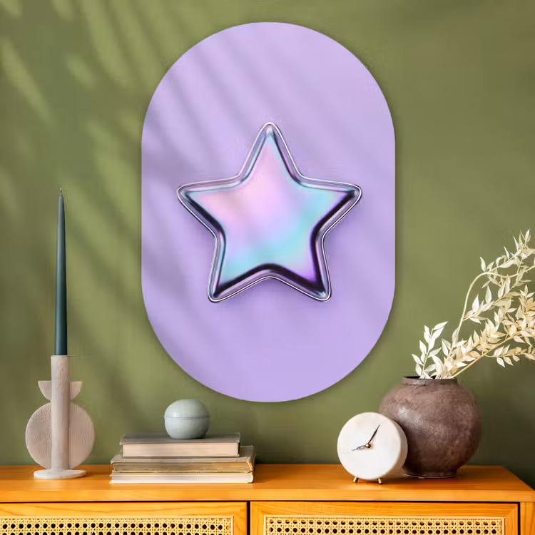 Muurovaal glas - Ster - Holografisch - Modern — 2