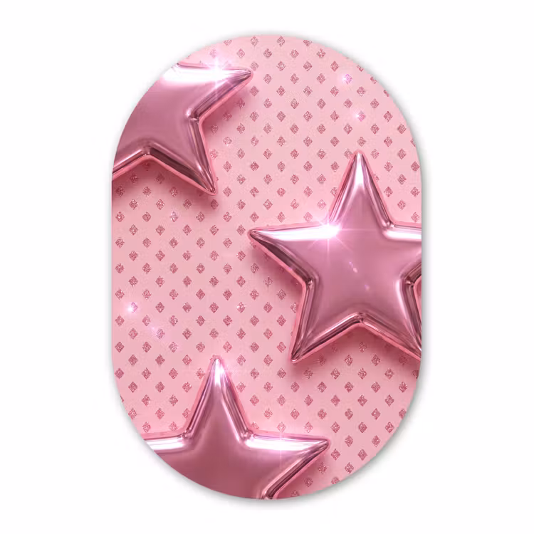 Muurovaal glas - Sterren - Roze - Abstract — 1