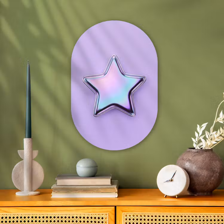Muurovaal - Ster - Holografisch - Modern — 2