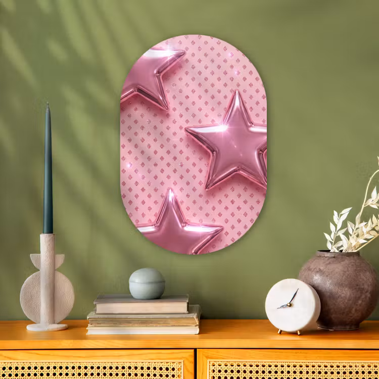 Muurovaal - Sterren - Roze - Abstract — 2