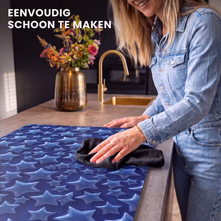 Inductiebeschermer & spatscherm (2in1) - Blauwe sterren patroon — 5