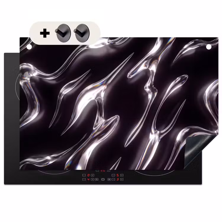 Inductiebeschermer & spatscherm (2in1) - Glas - Vormen - Abstract — 1
