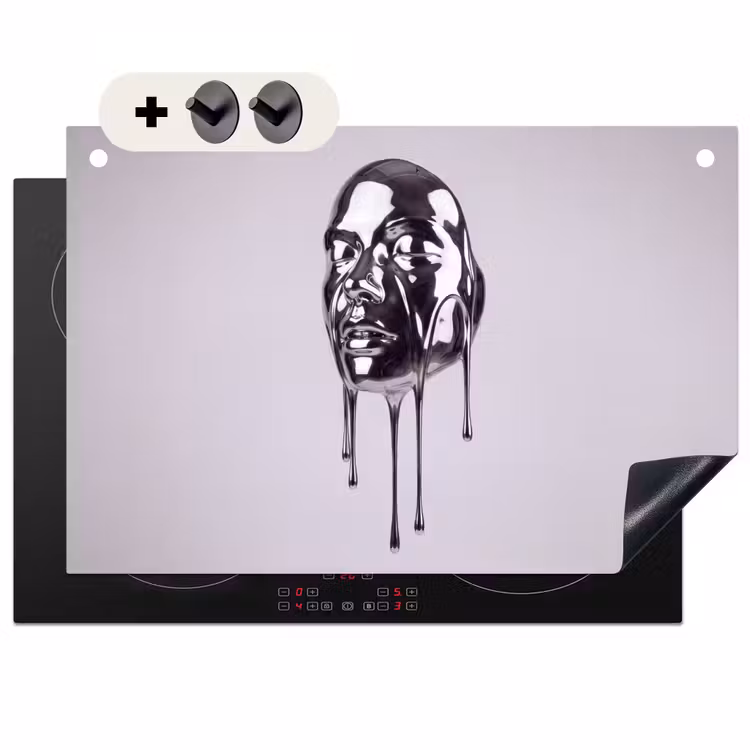 Inductiebeschermer & spatscherm (2in1) - Hoofd - Smeltend - Abstract — 1