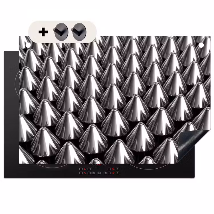Inductiebeschermer & spatscherm (2in1) - Metalen kegels - Patroon — 1