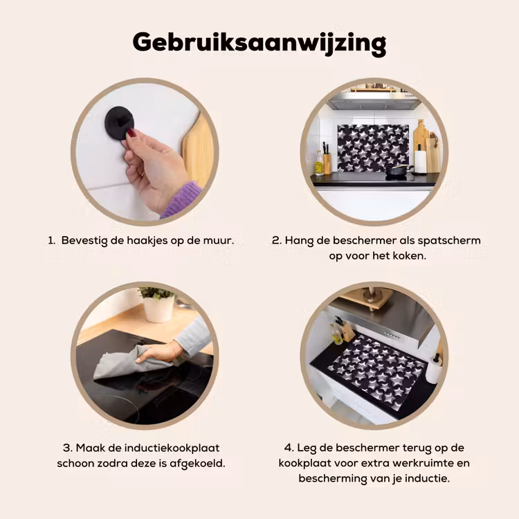 Inductiebeschermer & spatscherm (2in1) - Sterren - Glanzend - Patroon — 6
