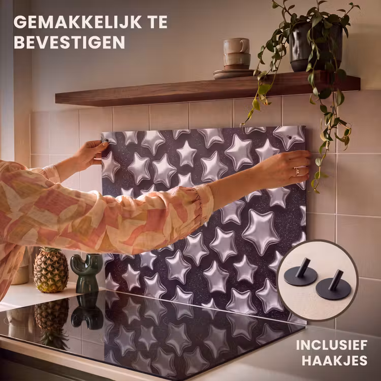 Inductiebeschermer & spatscherm (2in1) - Sterren - Glanzend - Patroon — 7