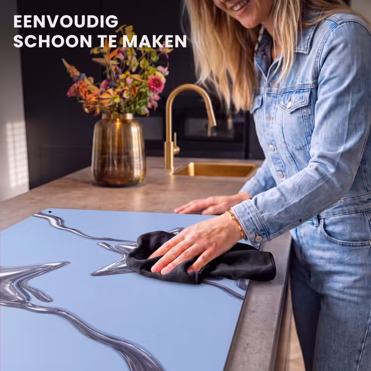 Inductiebeschermer & spatscherm (2in1) - Sterren - Vloeibaar - Zilver — 5