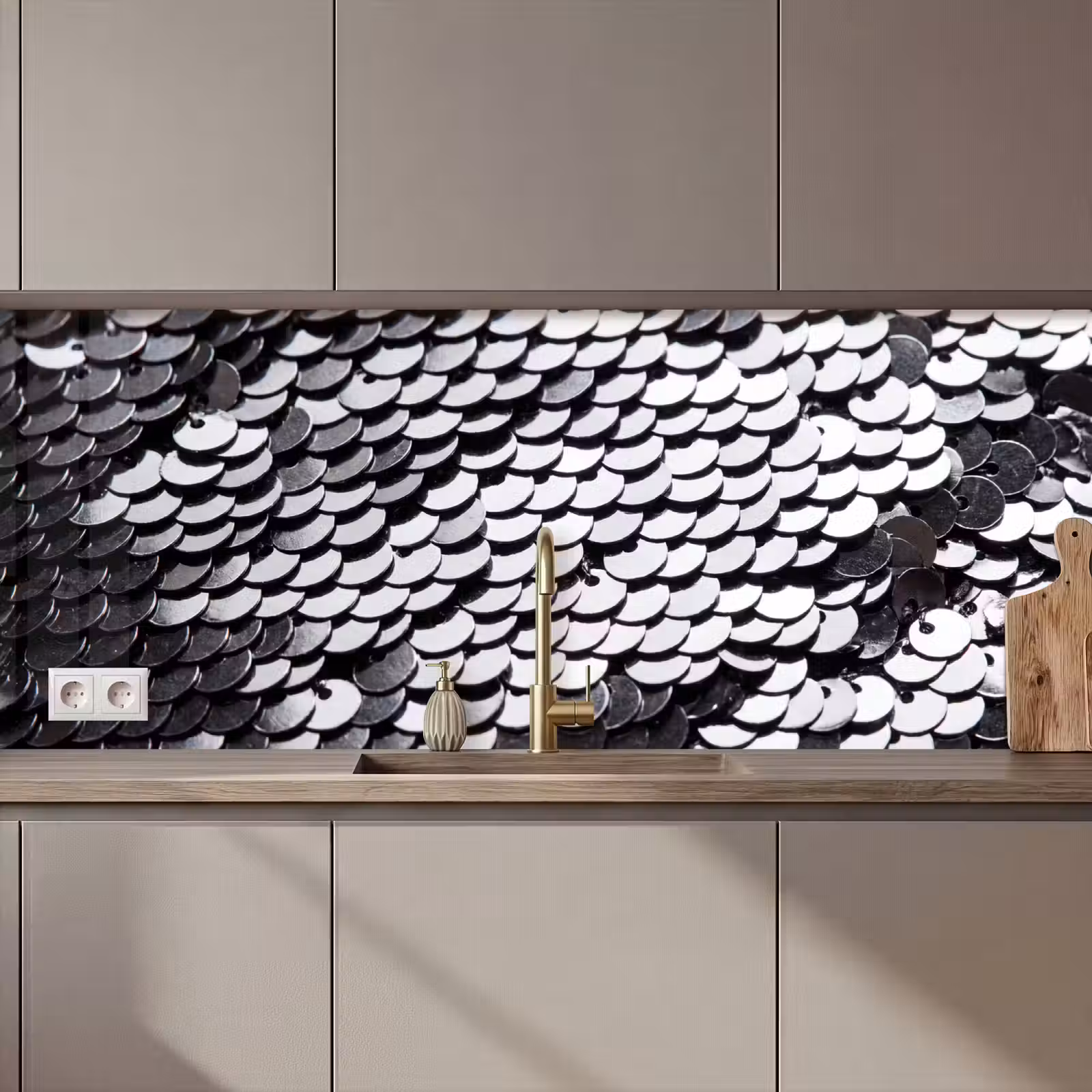Keuken achterwand - Pailletten - Zilver - Patroon — 1