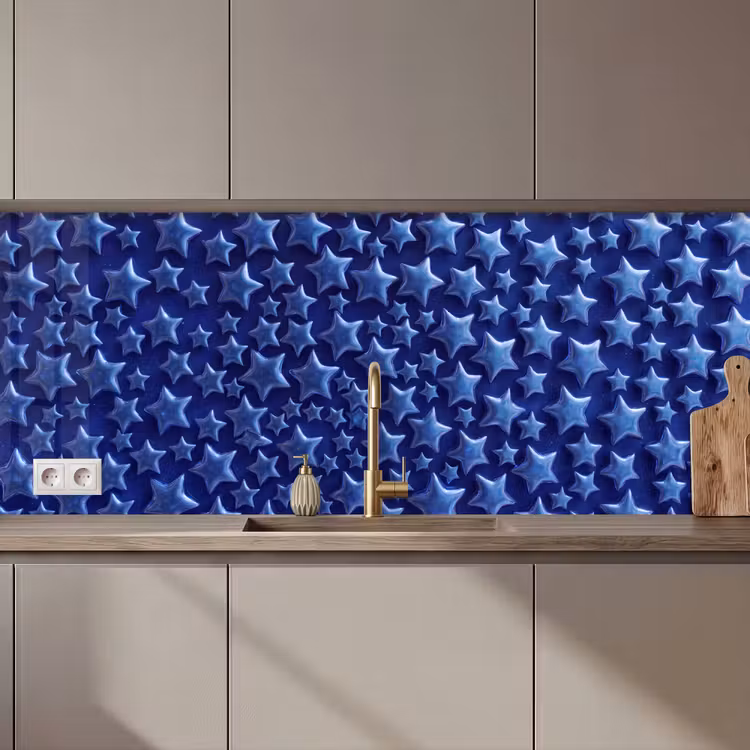 Keuken achterwand - Blauwe sterren patroon — 1