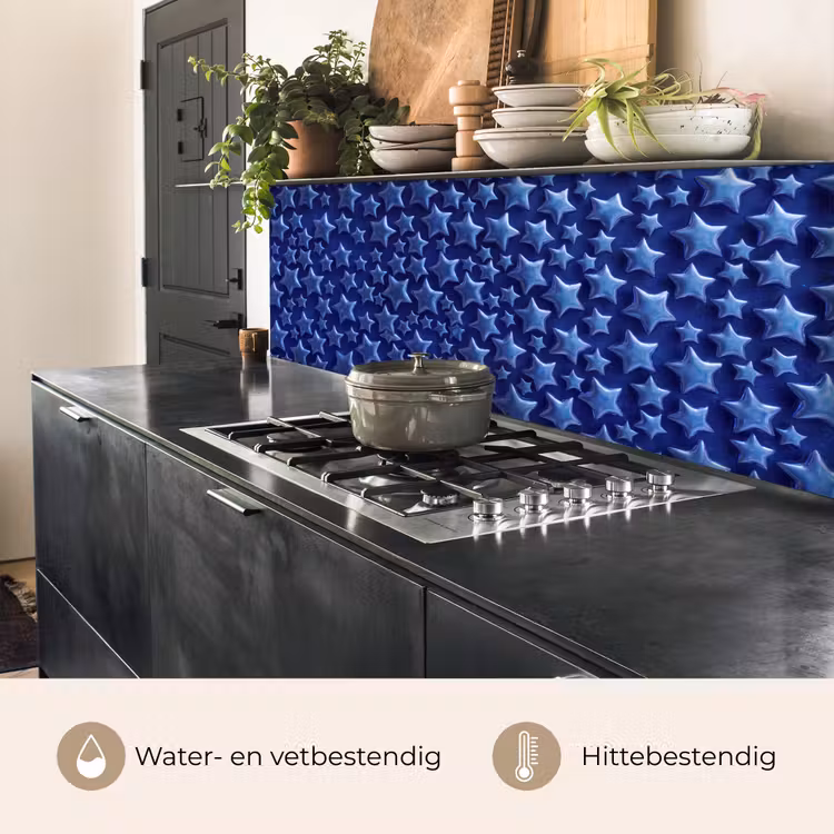 Keuken achterwand - Blauwe sterren patroon — 5