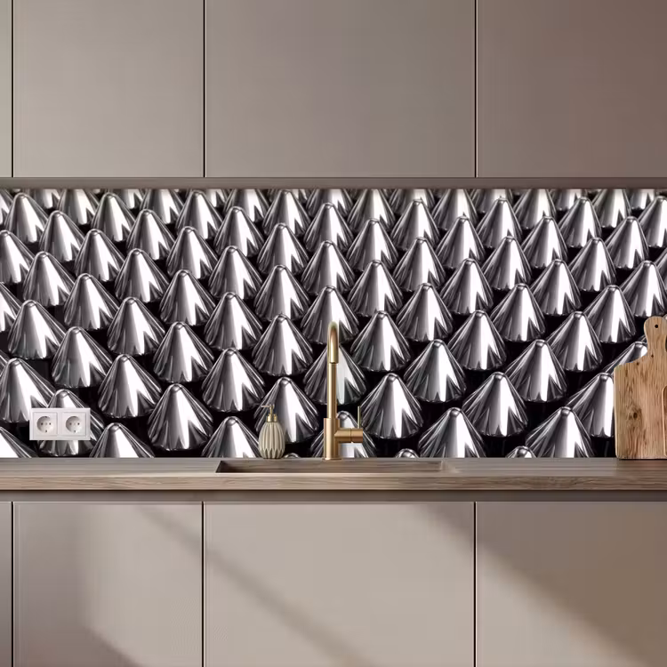 Keuken achterwand - Metalen kegels - Patroon — 1