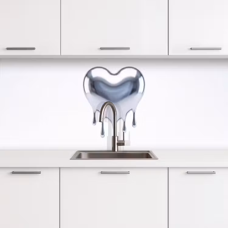 Keuken achterwand - Zilveren hart - Abstract — 4