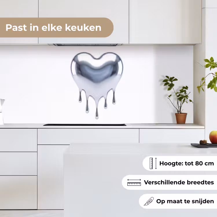 Keuken achterwand - Zilveren hart - Abstract — 7