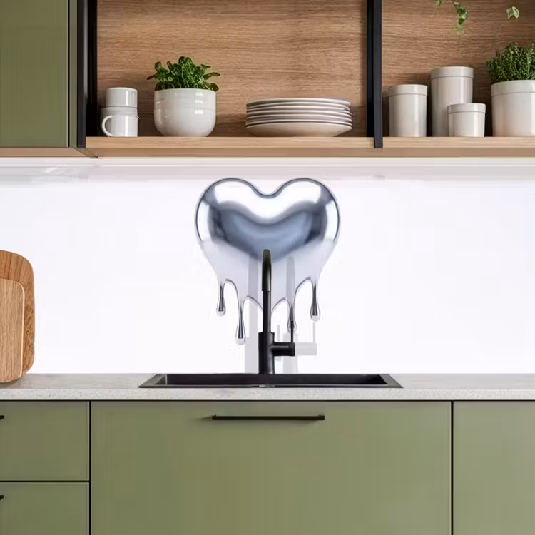 Keuken achterwand - Zilveren hart - Abstract — 8