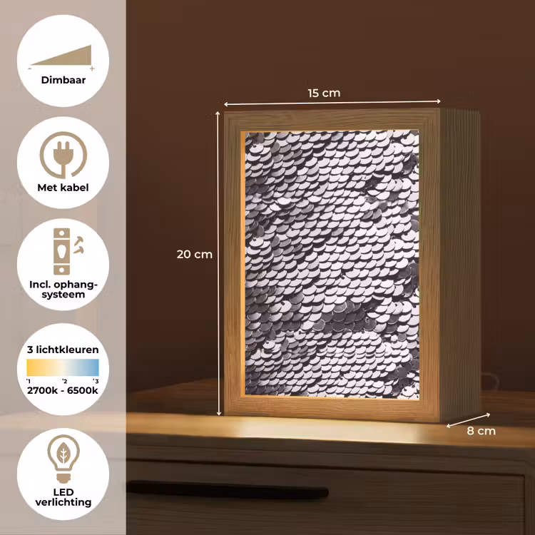 Gepersonaliseerd Lightbox - Pailletten - Zilver - Patroon — 7