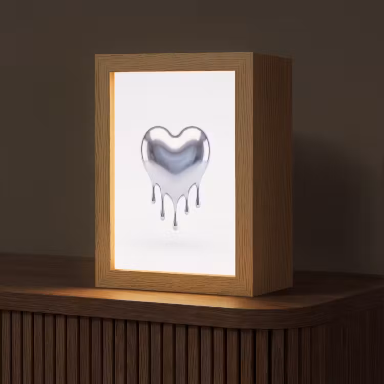 Gepersonaliseerd Lightbox - Zilveren hart - Abstract — 1