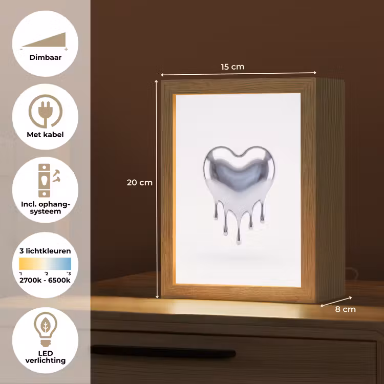 Gepersonaliseerd Lightbox - Zilveren hart - Abstract — 7