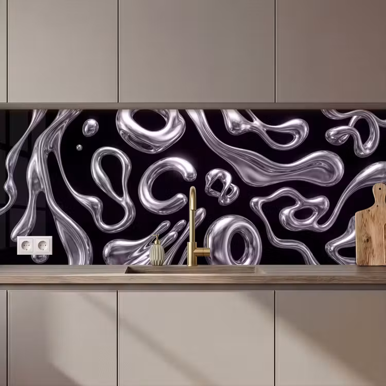 Keuken achterwand - Abstract - Vormen - Zilver — 1
