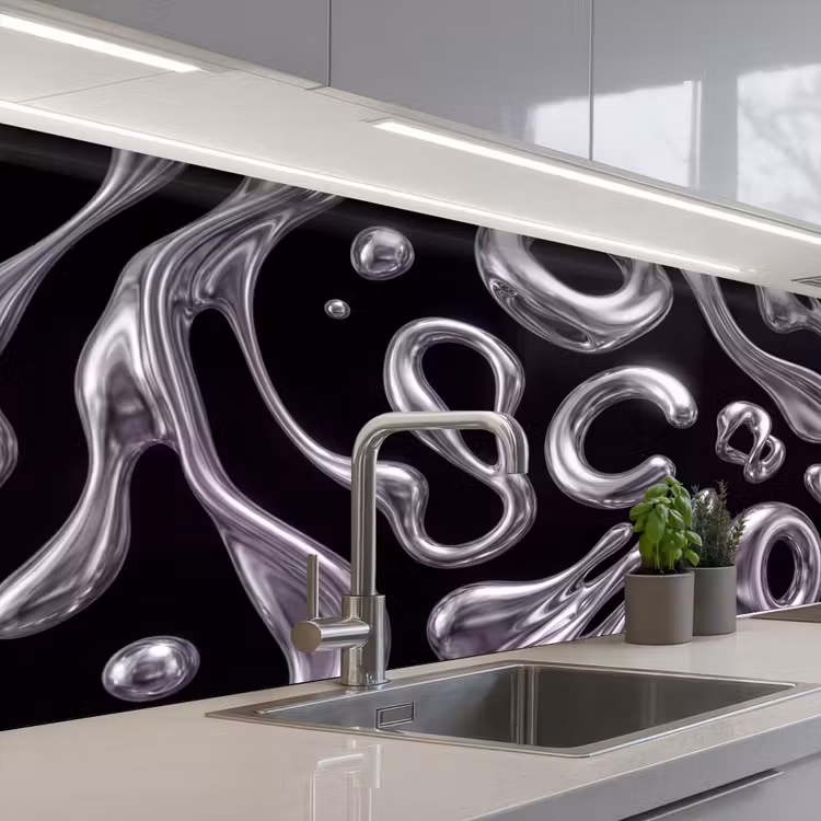 Keuken achterwand - Abstract - Vormen - Zilver — 2