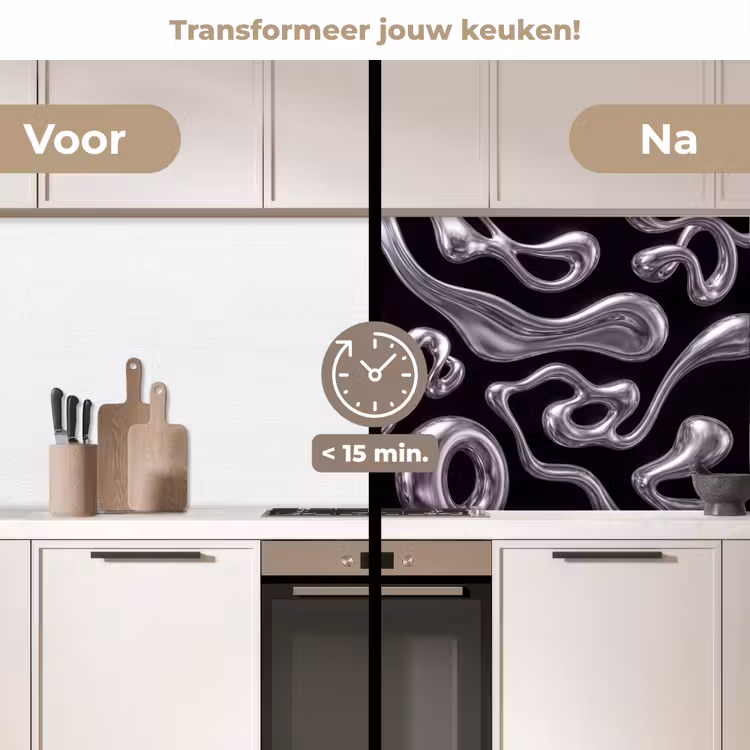 Keuken achterwand - Abstract - Vormen - Zilver — 3