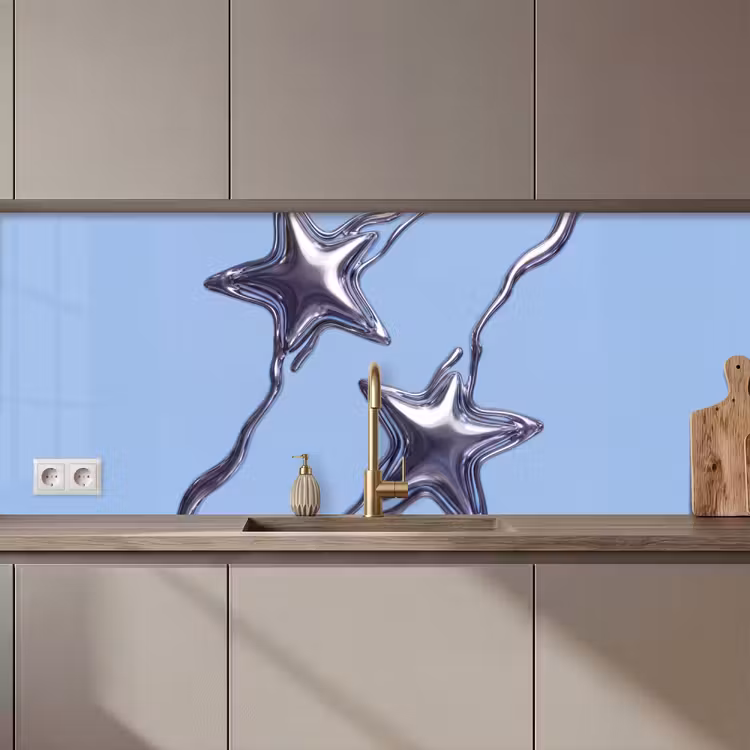 Keuken achterwand - Sterren - Vloeibaar - Zilver — 1