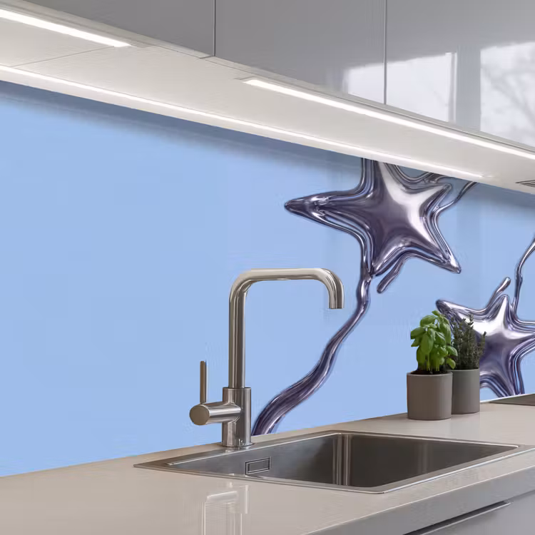 Keuken achterwand - Sterren - Vloeibaar - Zilver — 2