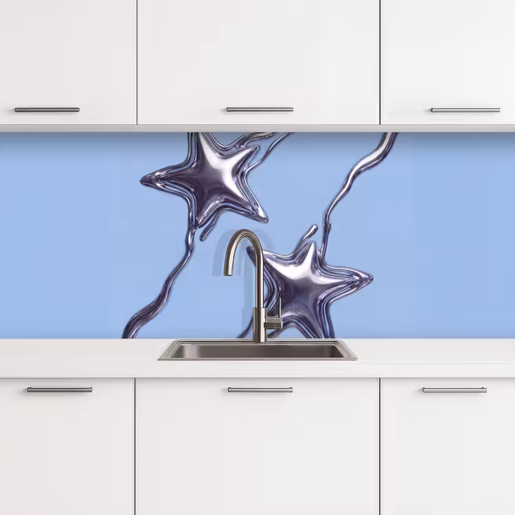 Keuken achterwand - Sterren - Vloeibaar - Zilver — 4