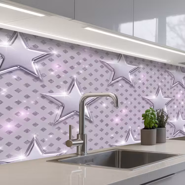 Keuken achterwand - Sterren - Zilver - Abstract — 2