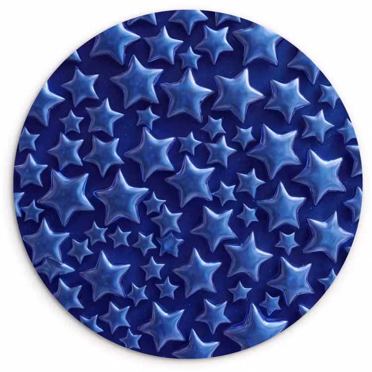 Muurcirkel - Blauwe sterren patroon — 1